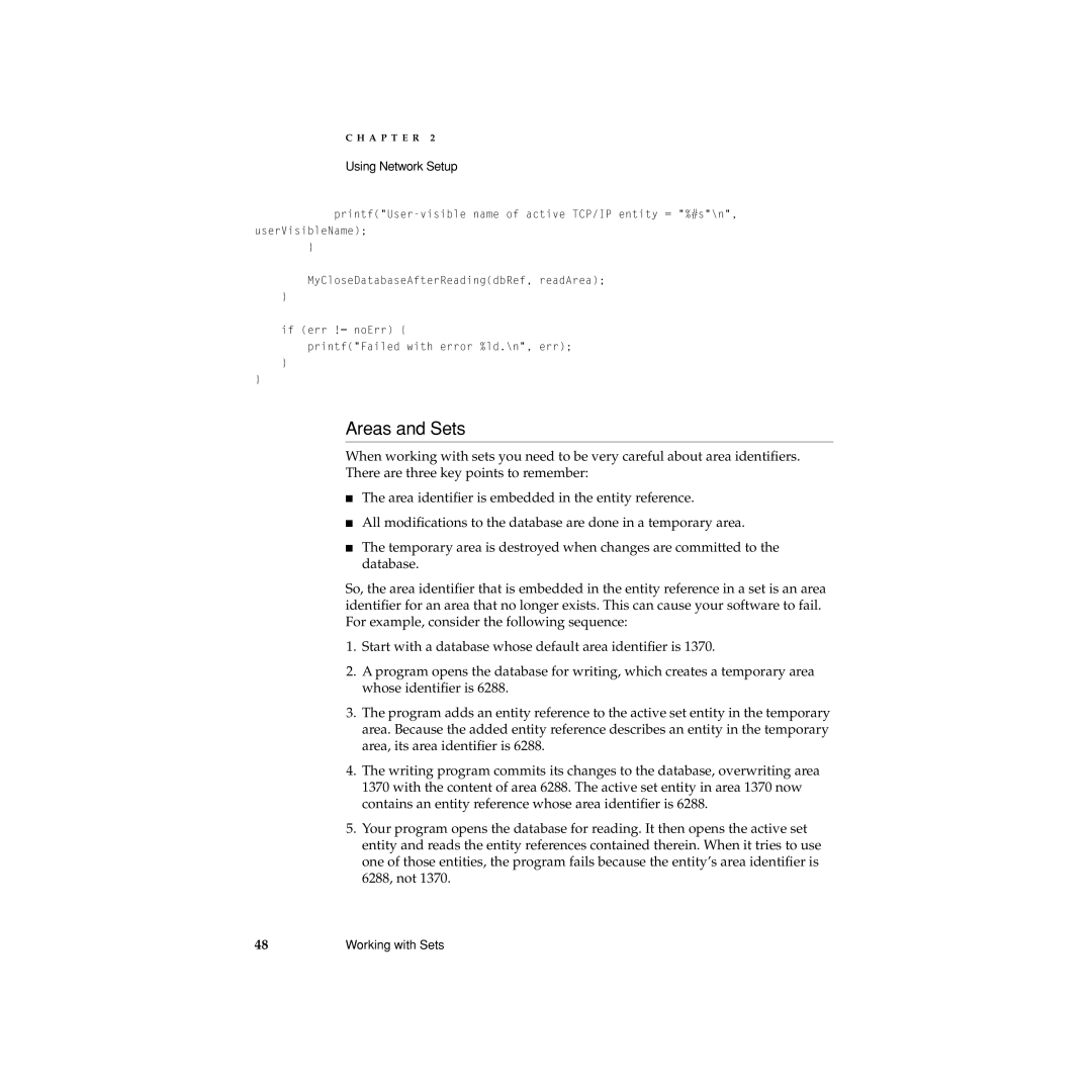 Apple Network Setup manual Areas and Sets 