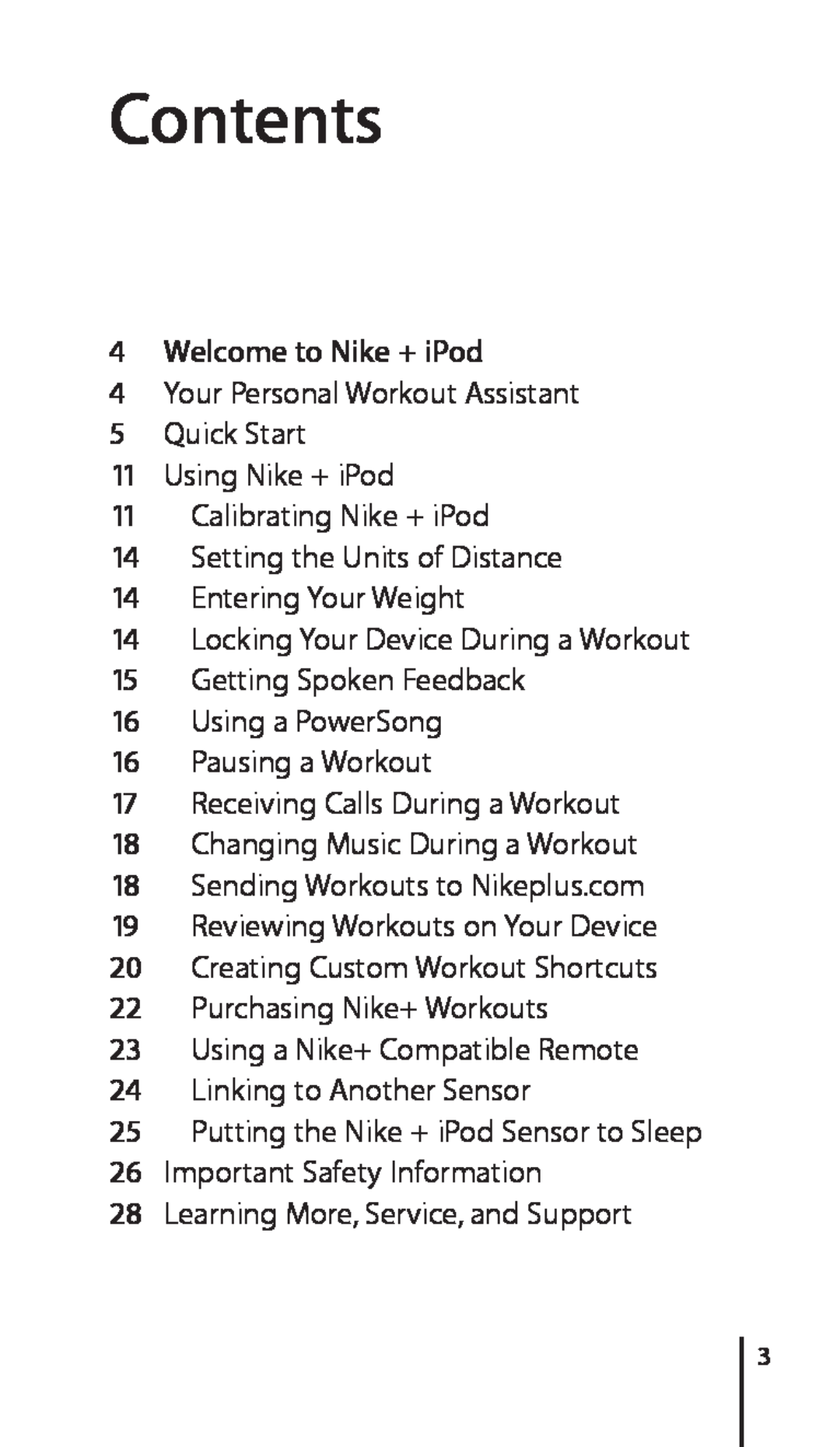 Apple 034-4945-A, Nike + iPod Sensor manual Contents, Welcome to Nike + iPod 