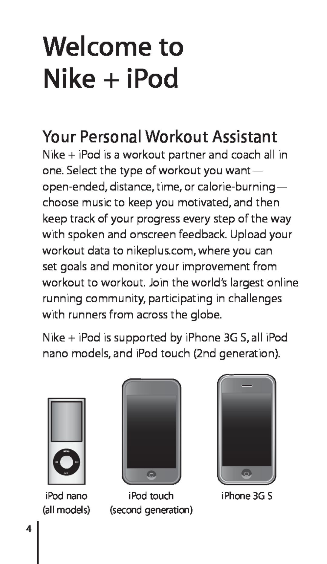 Apple Nike + iPod Sensor, 034-4945-A manual Welcome to Nike + iPod, Your Personal Workout Assistant 