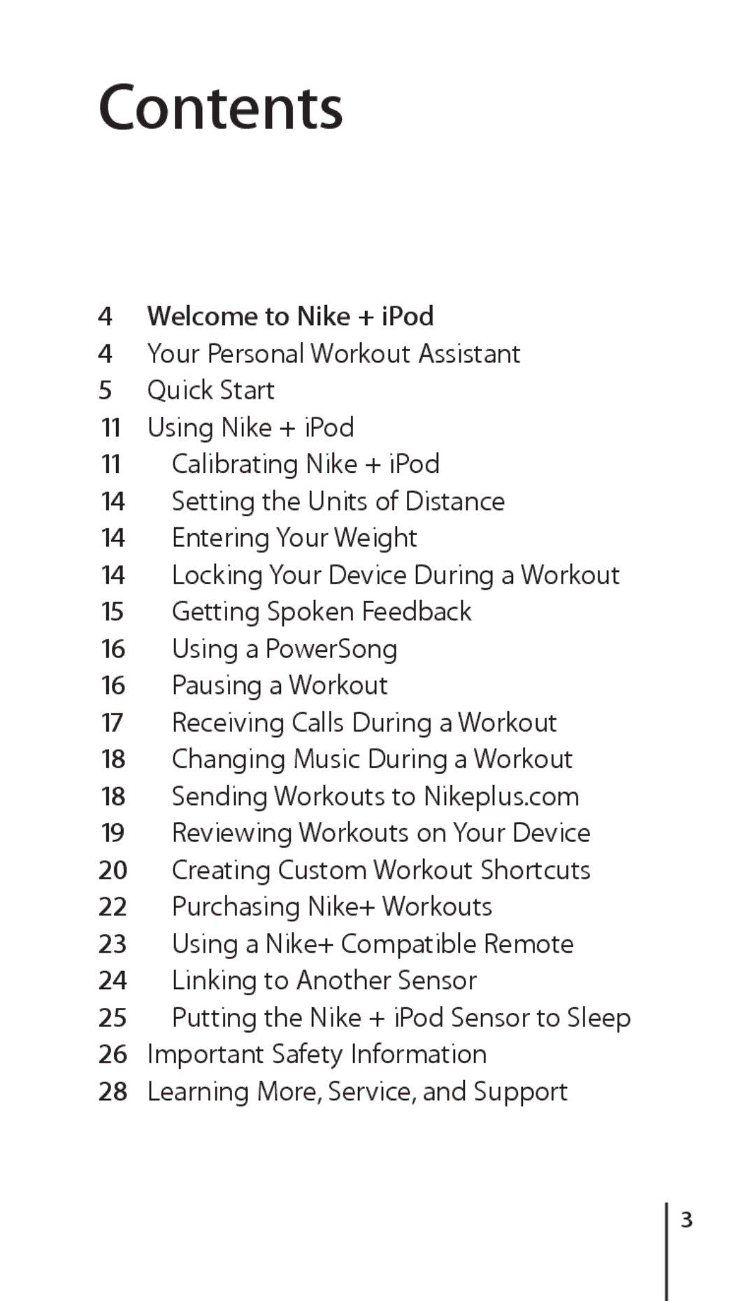 Apple 034-4945-A, Nike + iPod Sensor manual Contents 