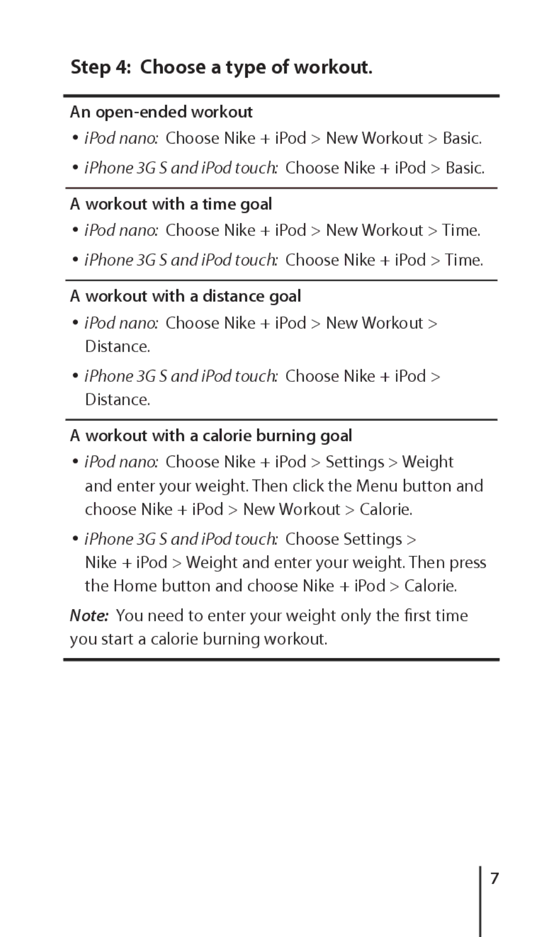 Apple 034-4945-A, Nike + iPod Sensor manual Choose a type of workout, An open-ended workout 