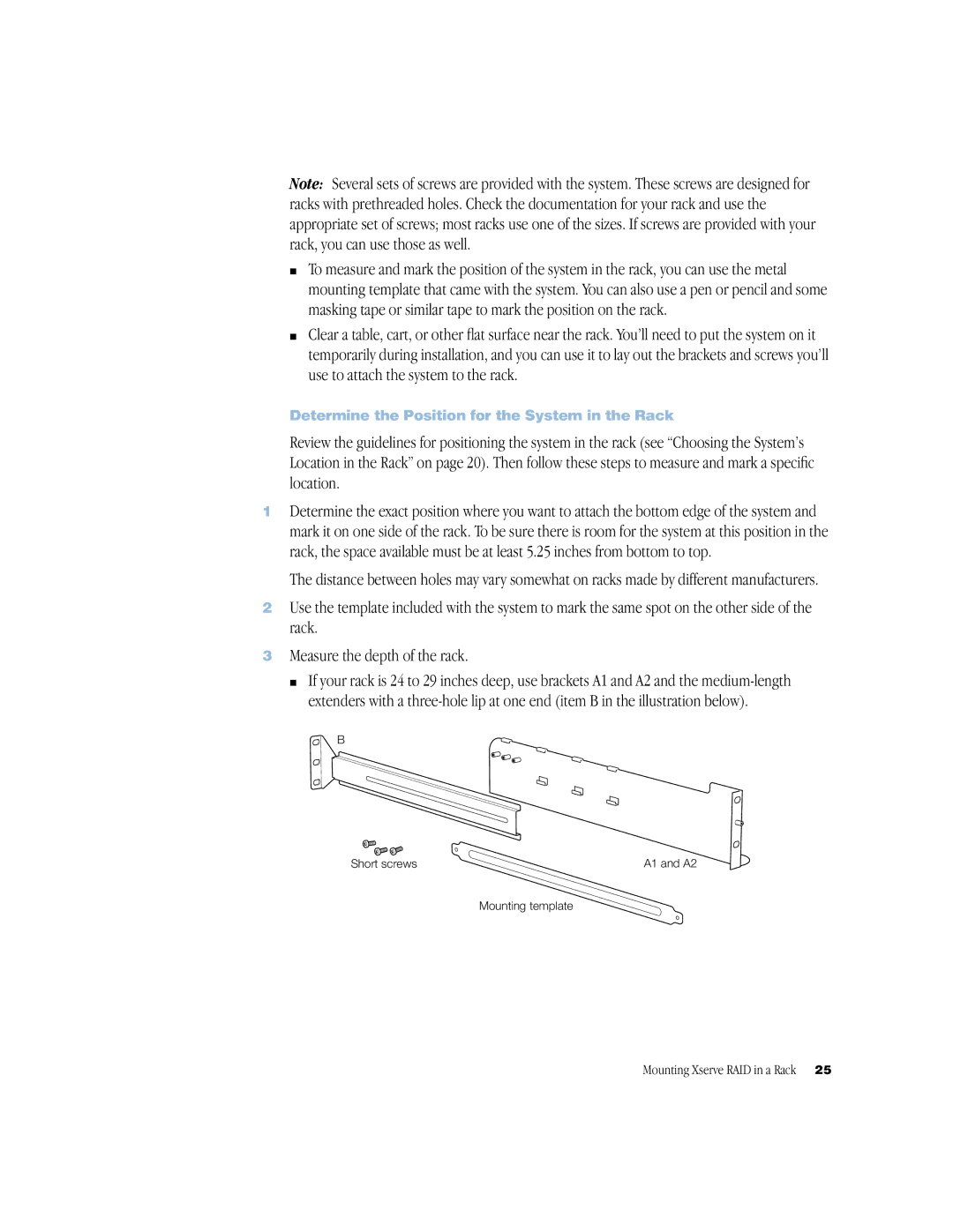 Apple NMB-003 manual Determine the Position for the System in the Rack 