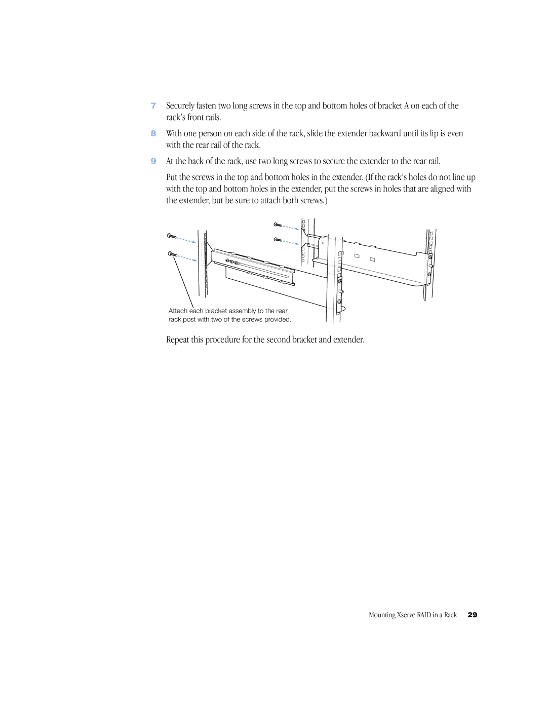 Apple NMB-003 manual Repeat this procedure for the second bracket and extender 