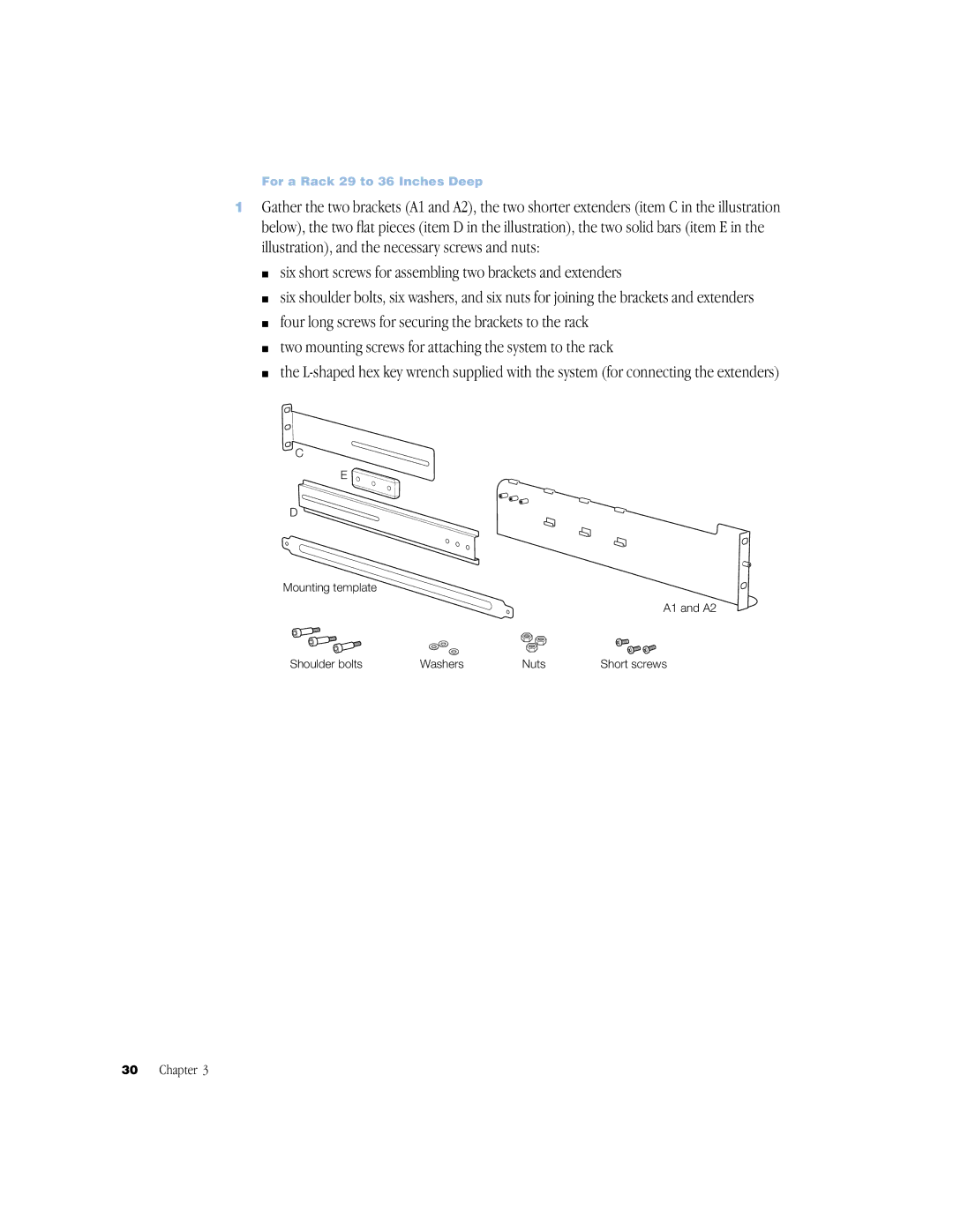 Apple NMB-003 manual Six short screws for assembling two brackets and extenders 