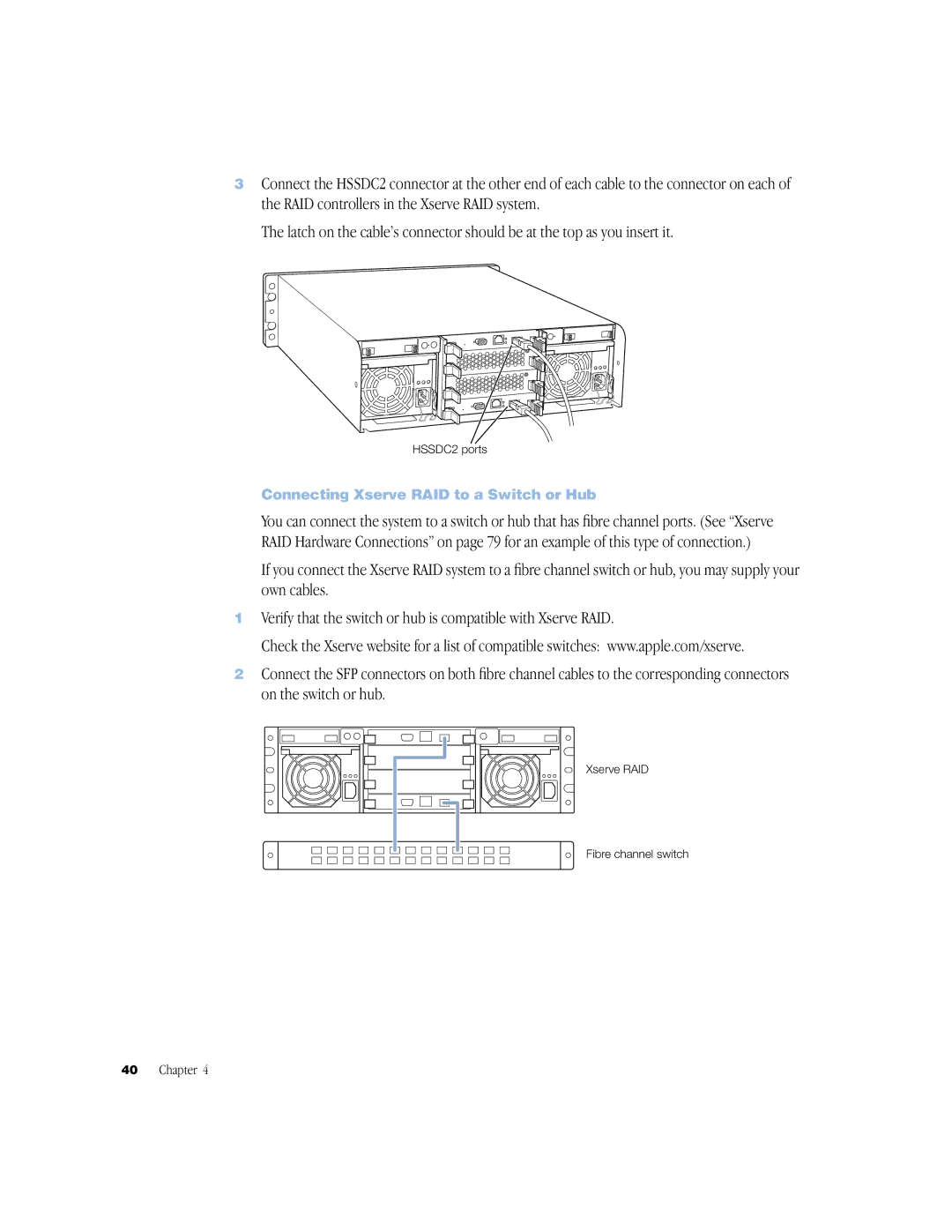 Apple NMB-003 manual Connecting Xserve RAID to a Switch or Hub 