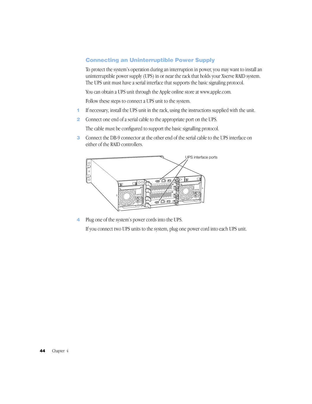 Apple NMB-003 manual Connecting an Uninterruptible Power Supply, Follow these steps to connect a UPS unit to the system 