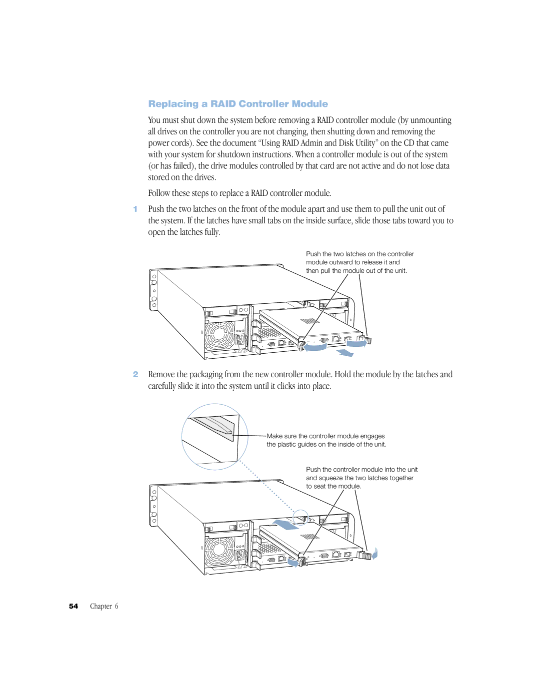 Apple NMB-003 manual Replacing a RAID Controller Module 