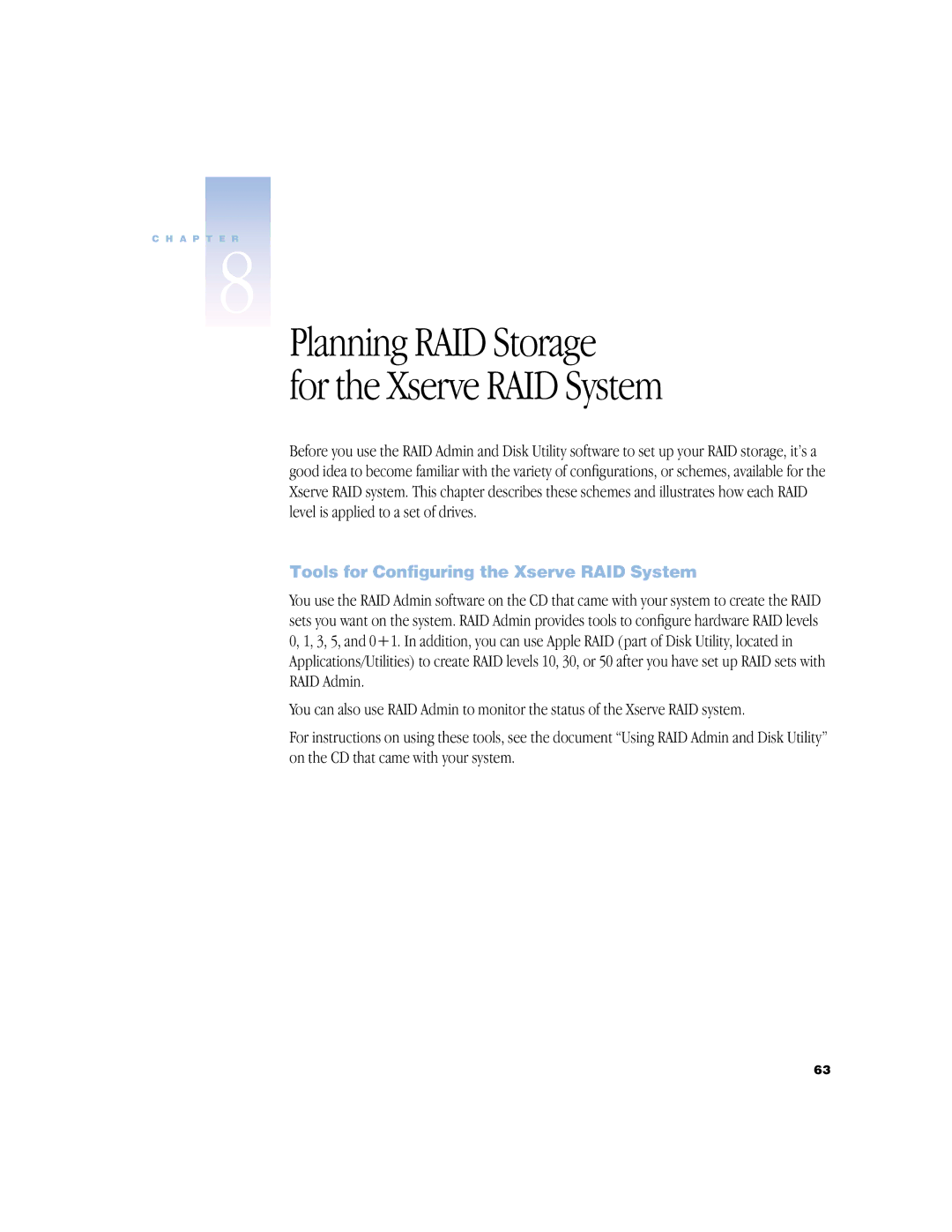 Apple NMB-003 manual Planning RAID Storage For the Xserve RAID System, Tools for Configuring the Xserve RAID System 