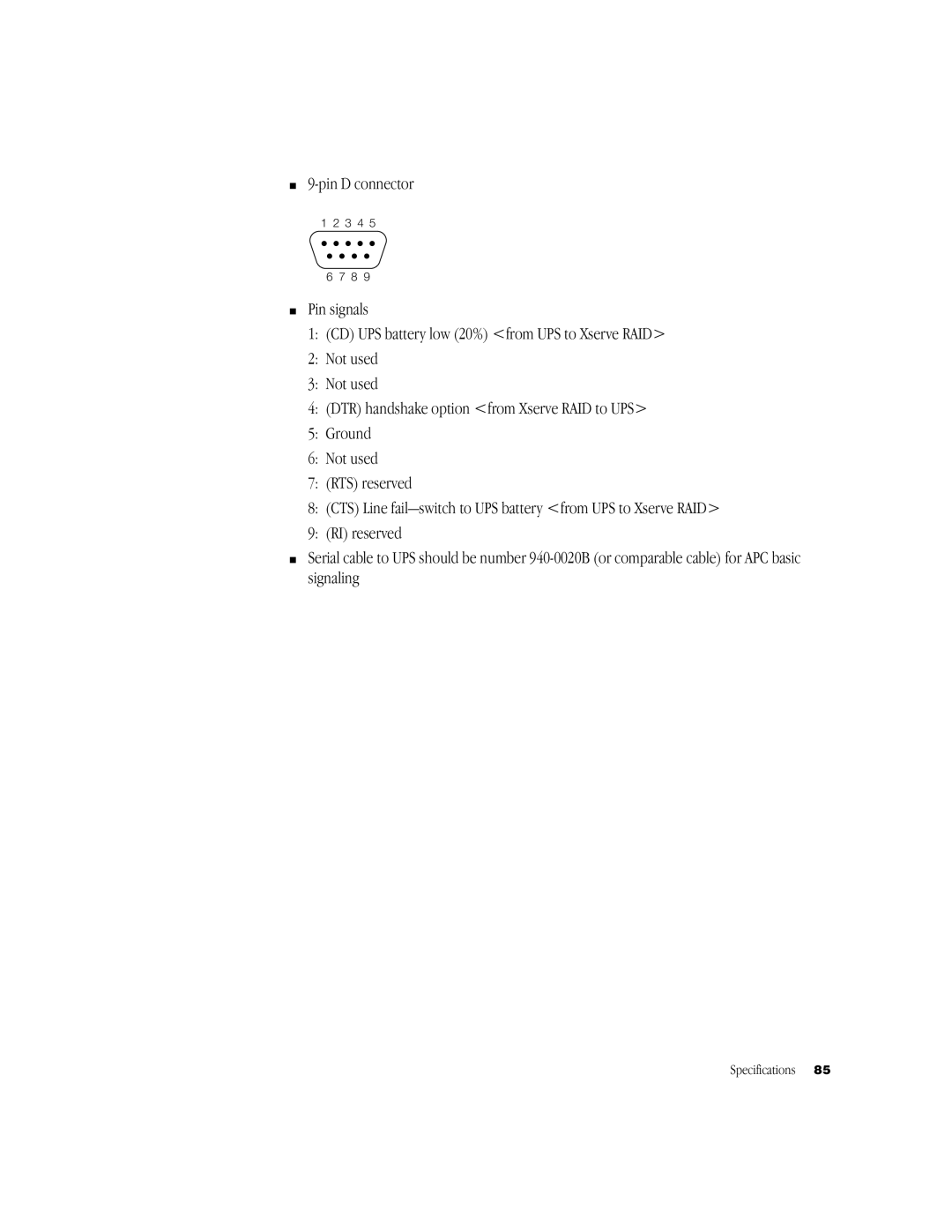 Apple NMB-003 manual Pin D connector 