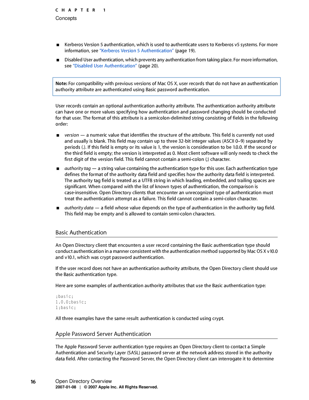 Apple OS X manual Basic Authentication 