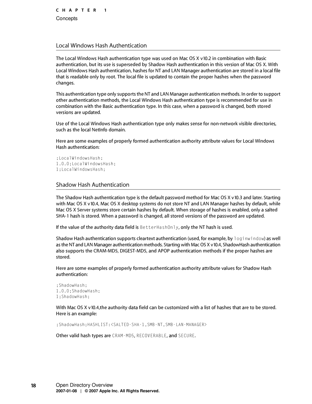 Apple OS X manual Local Windows Hash Authentication 