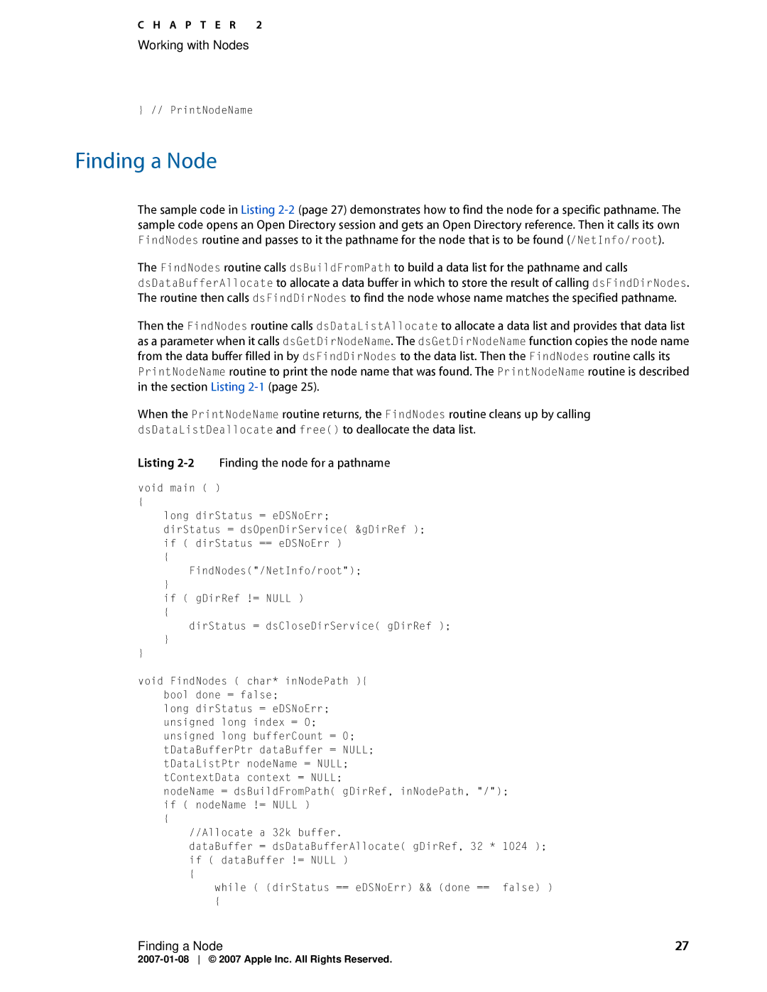 Apple OS X manual Finding a Node 