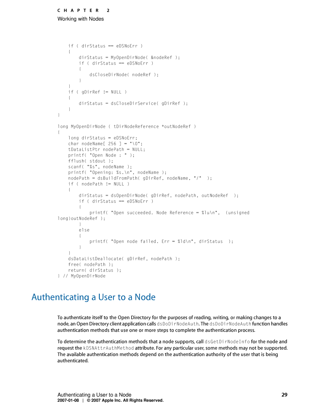 Apple OS X manual Authenticating a User to a Node 