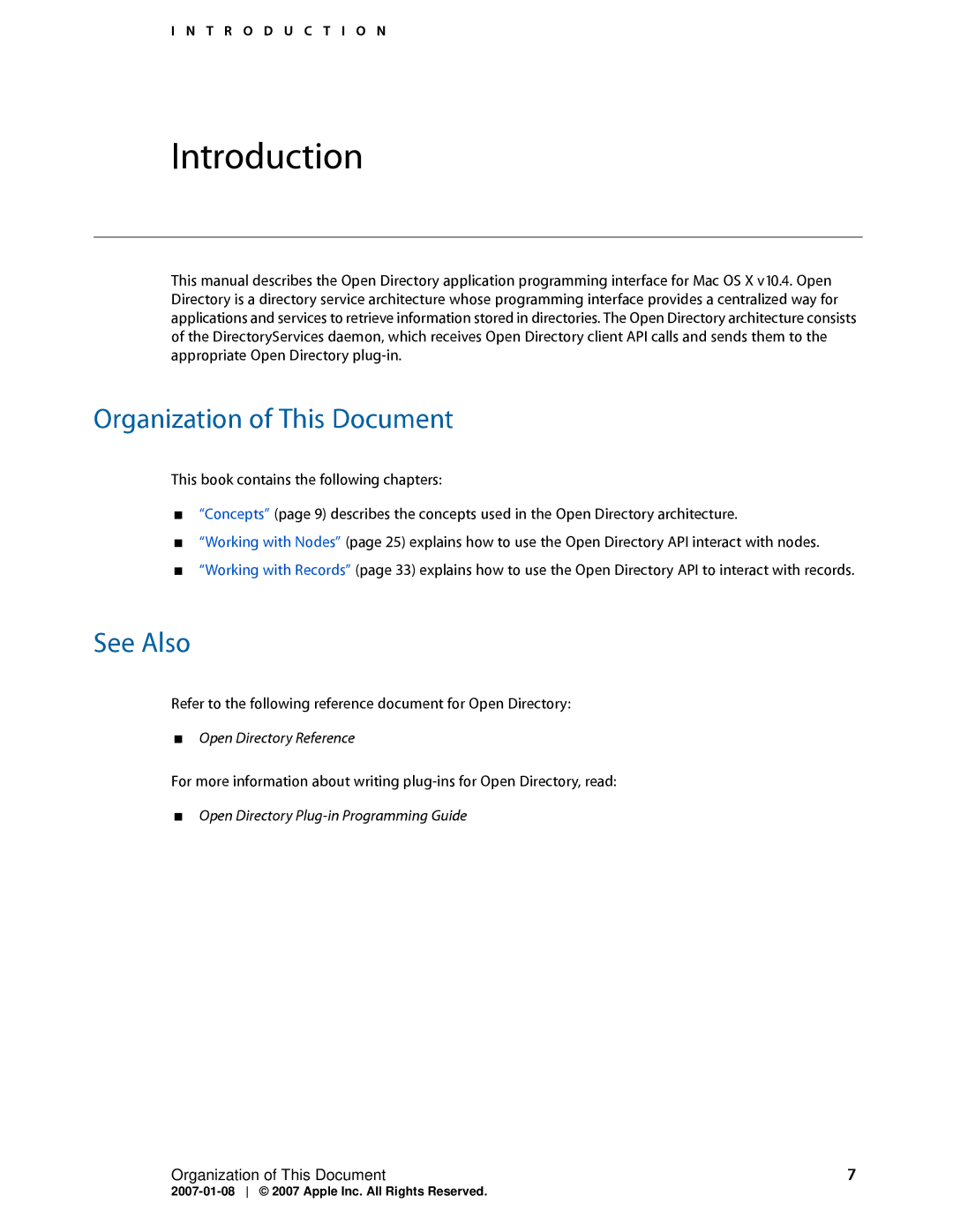 Apple OS X manual Organization of This Document, See Also 