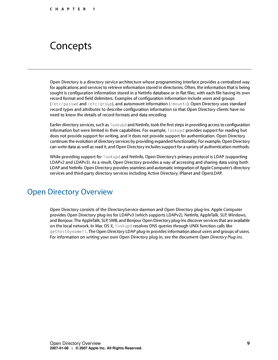 Apple OS X manual Concepts, Open Directory Overview 