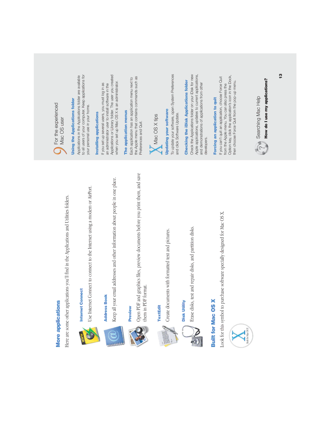 Apple OS X manual More applications, Built for Mac OS 