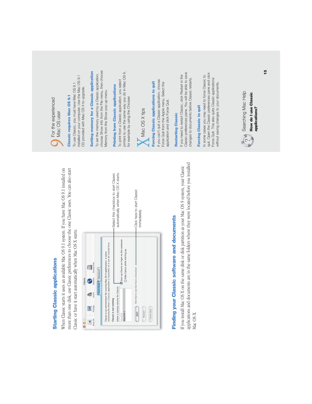 Apple OS X manual Starting Classic applications, Finding your Classic software and documents 