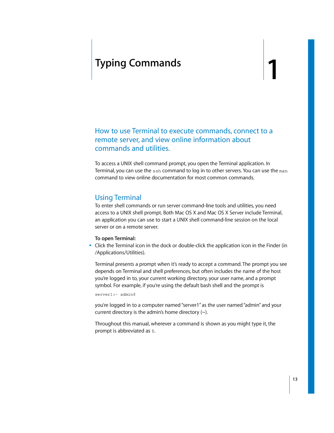 Apple oxs manual Using Terminal, To open Terminal 