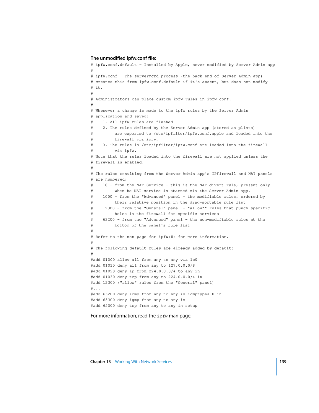 Apple oxs manual Unmodified ipfw.conf file 