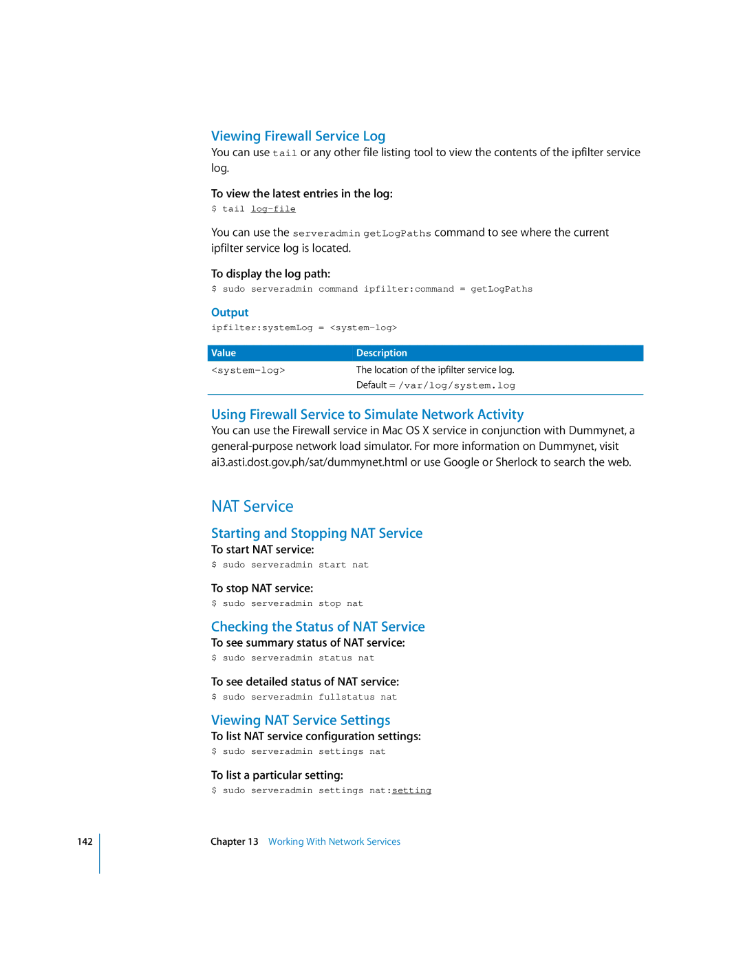 Apple oxs manual NAT Service 