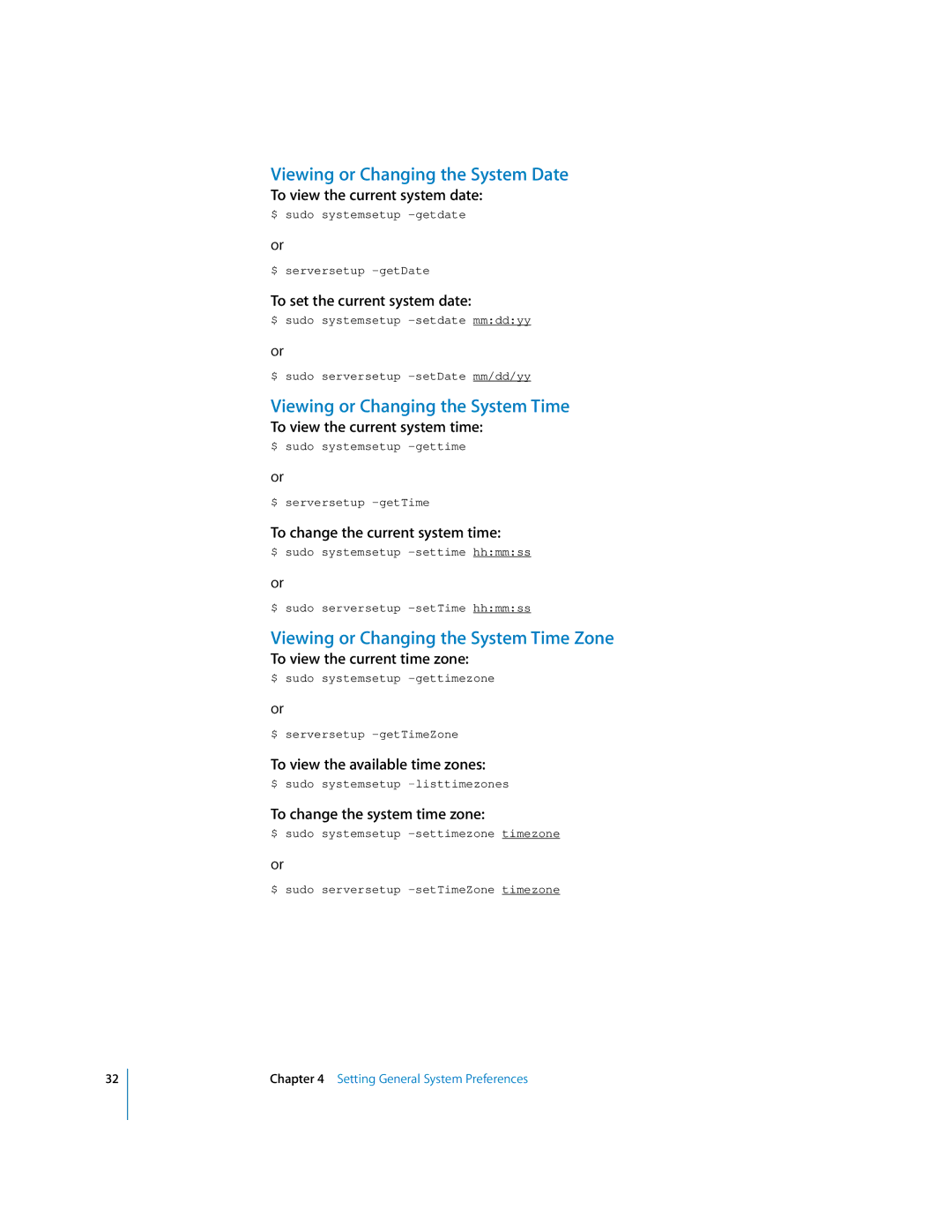 Apple oxs manual Viewing or Changing the System Date, Viewing or Changing the System Time 