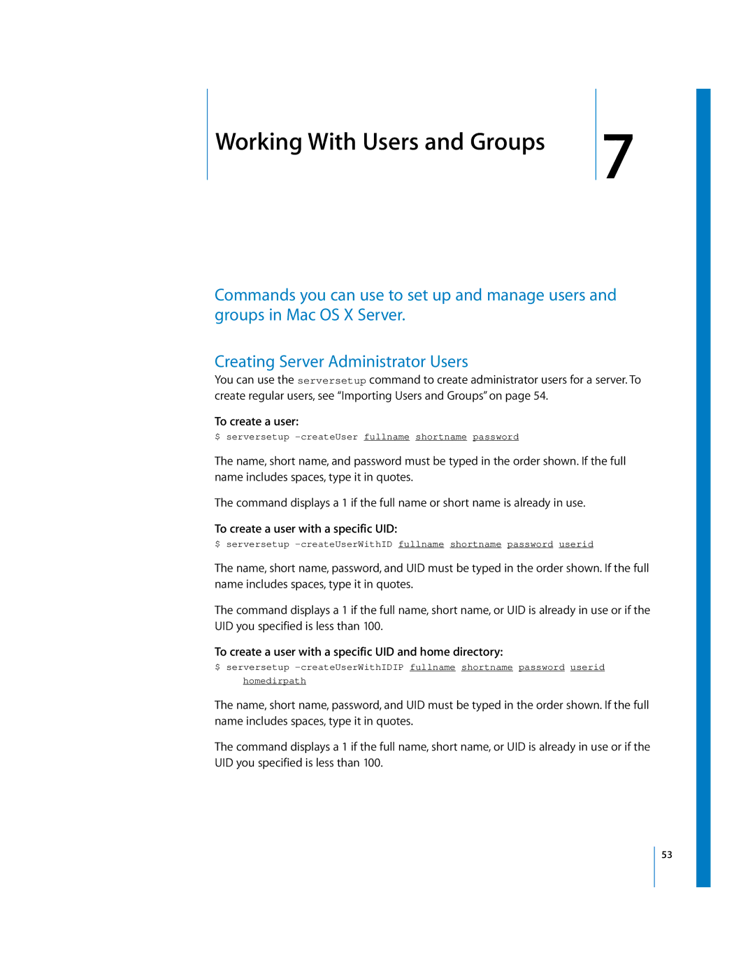 Apple oxs manual To create a user with a specific UID and home directory 