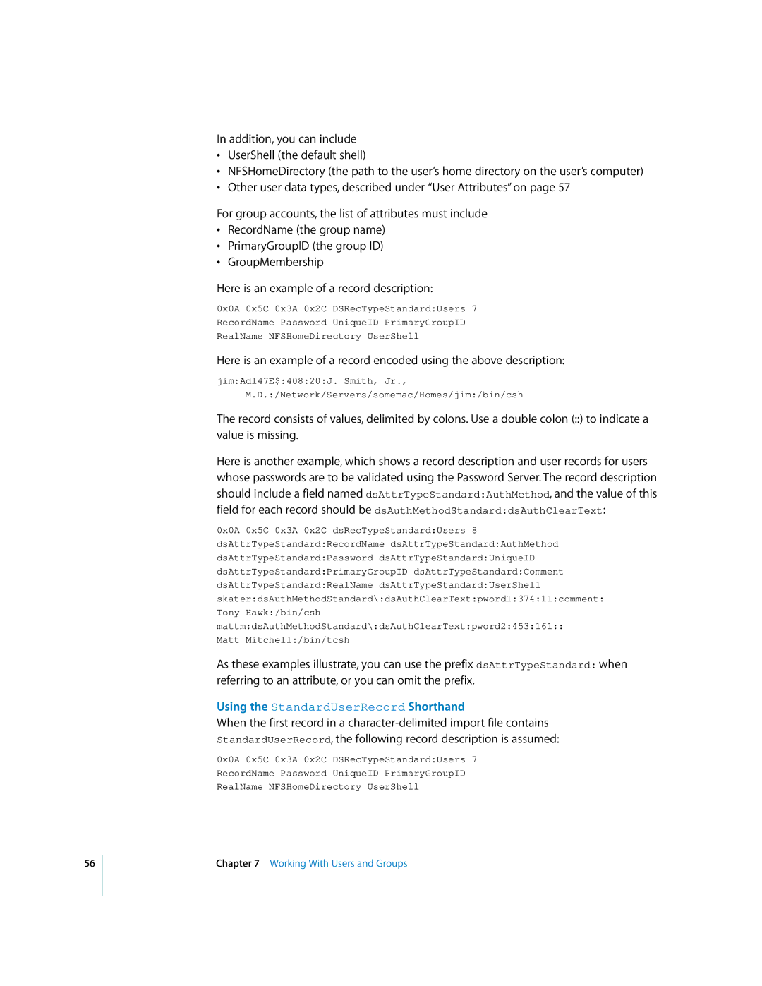 Apple oxs manual Using the StandardUserRecord Shorthand 