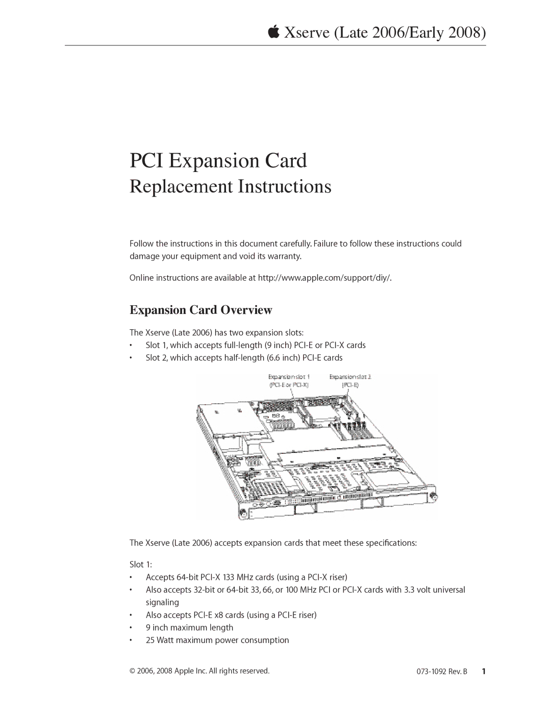 Apple PCI-X 133, PCI-E x8 warranty PCI Expansion Card, Expansion Card Overview 