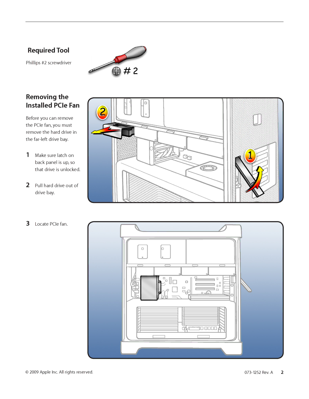 Apple warranty Required Tool, Removing the Installed PCIe Fan 