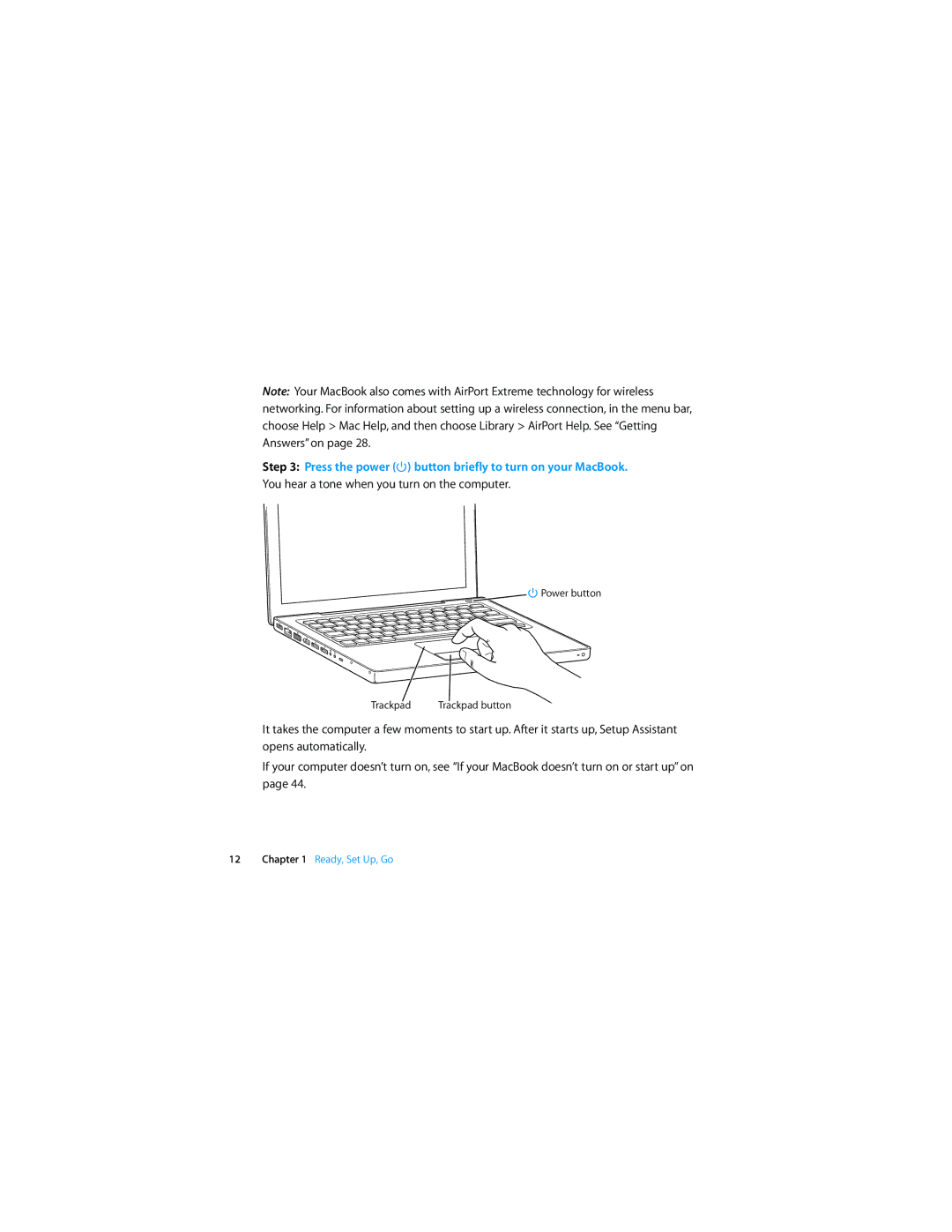 Apple Personal Computer manual Power button Trackpad 