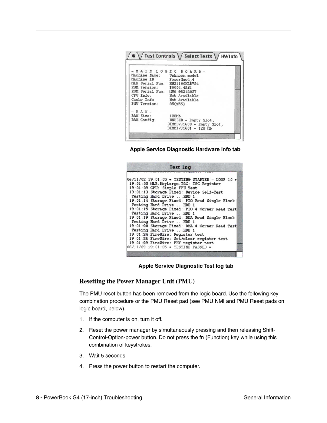 Apple Powerbank G4 manual Resetting the Power Manager Unit PMU 