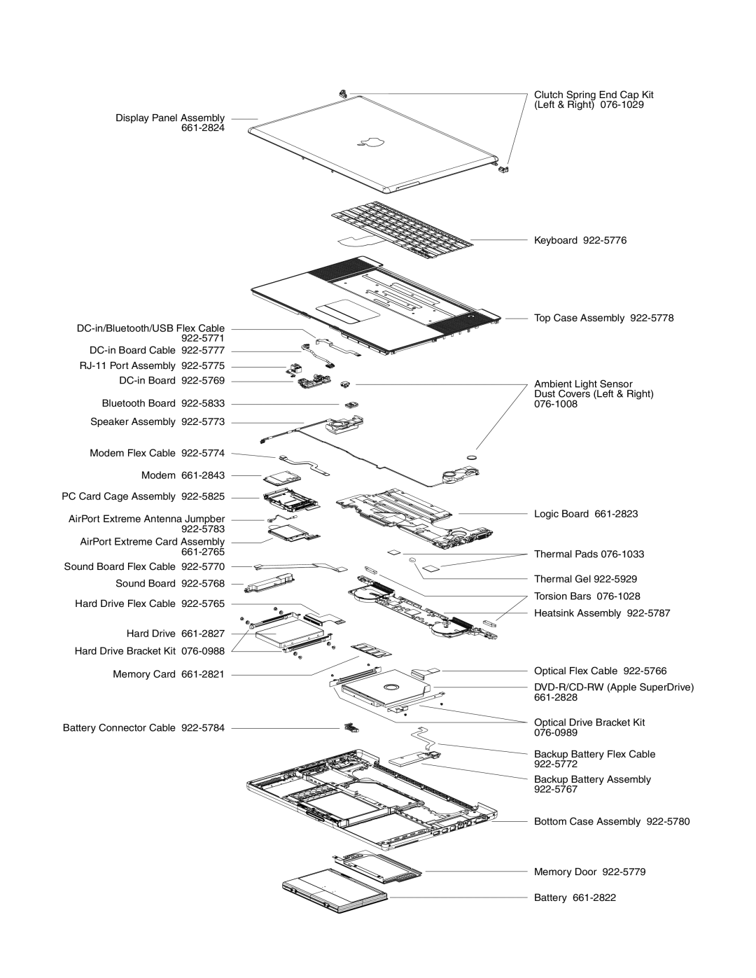 Apple Powerbank G4 manual PowerBook G4 17-inch Exploded View 