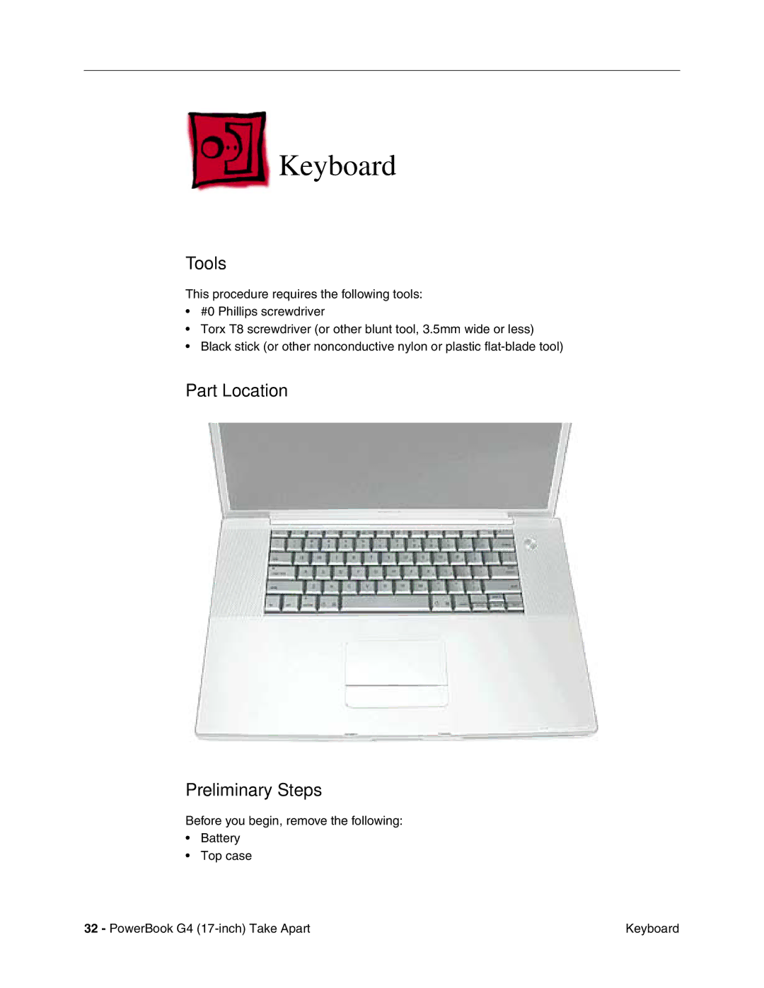 Apple Powerbank G4 manual Keyboard, Tools 