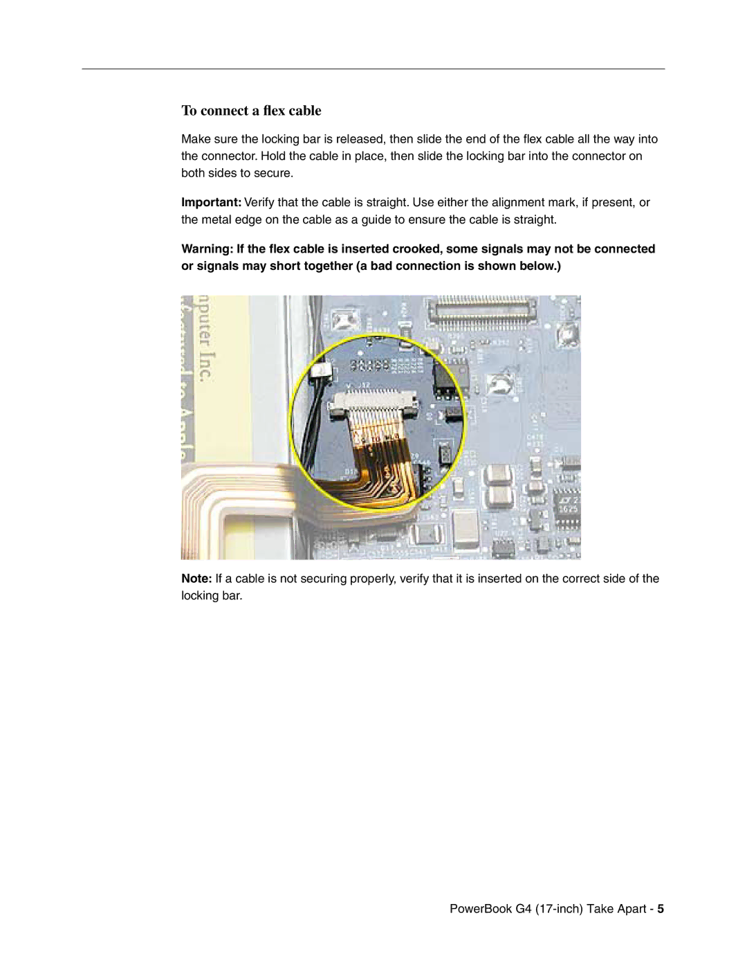 Apple Powerbank G4 manual To connect a ﬂex cable 