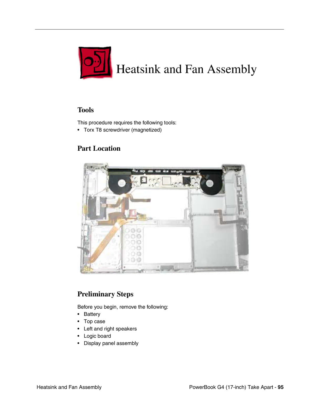 Apple Powerbank G4 manual Heatsink and Fan Assembly, Tools 