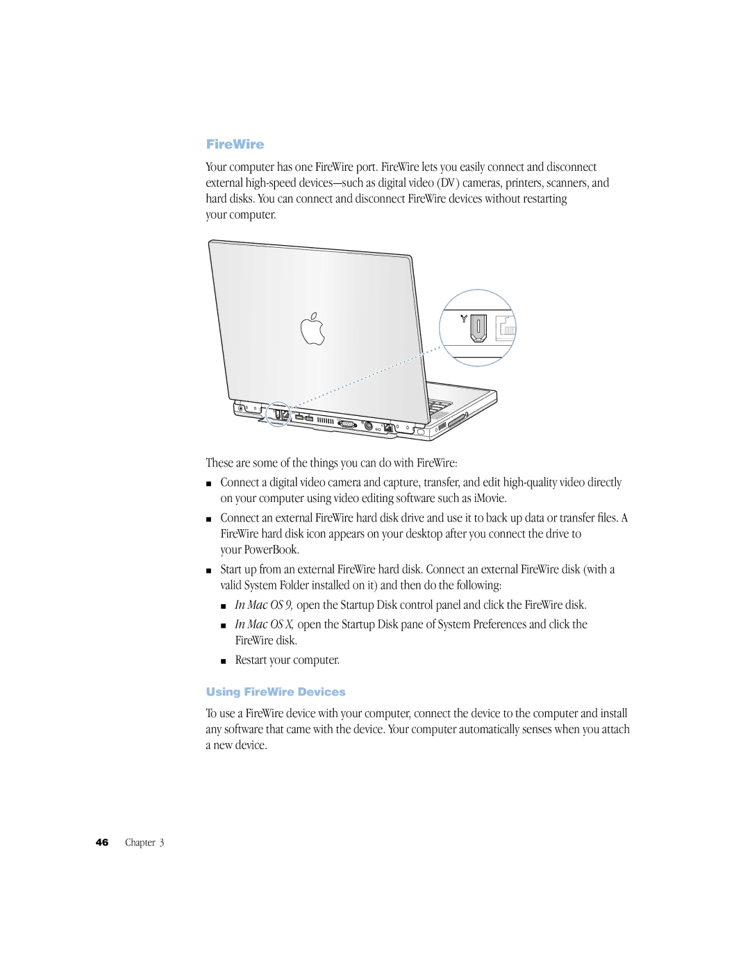 Apple powerbook g4 manual Your PowerBook, Using FireWire Devices 