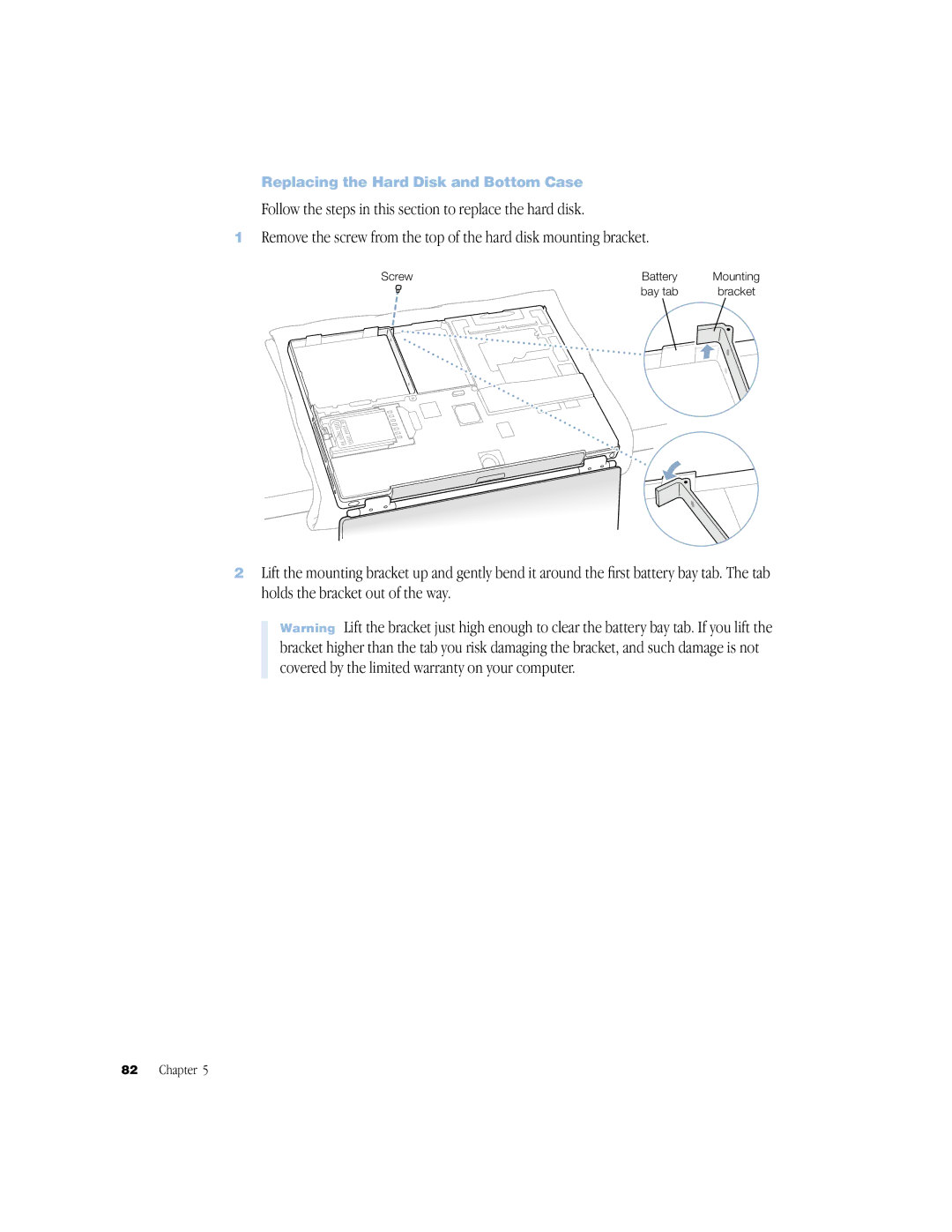 Apple powerbook g4 manual Replacing the Hard Disk and Bottom Case 