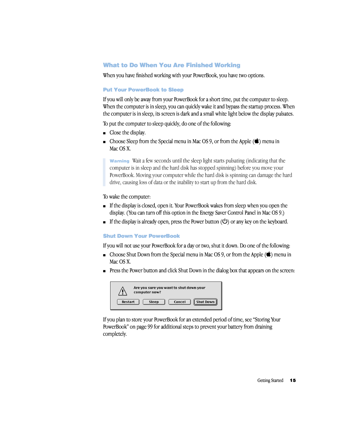 Apple powerbook g4 manual What to Do When You Are Finished Working 