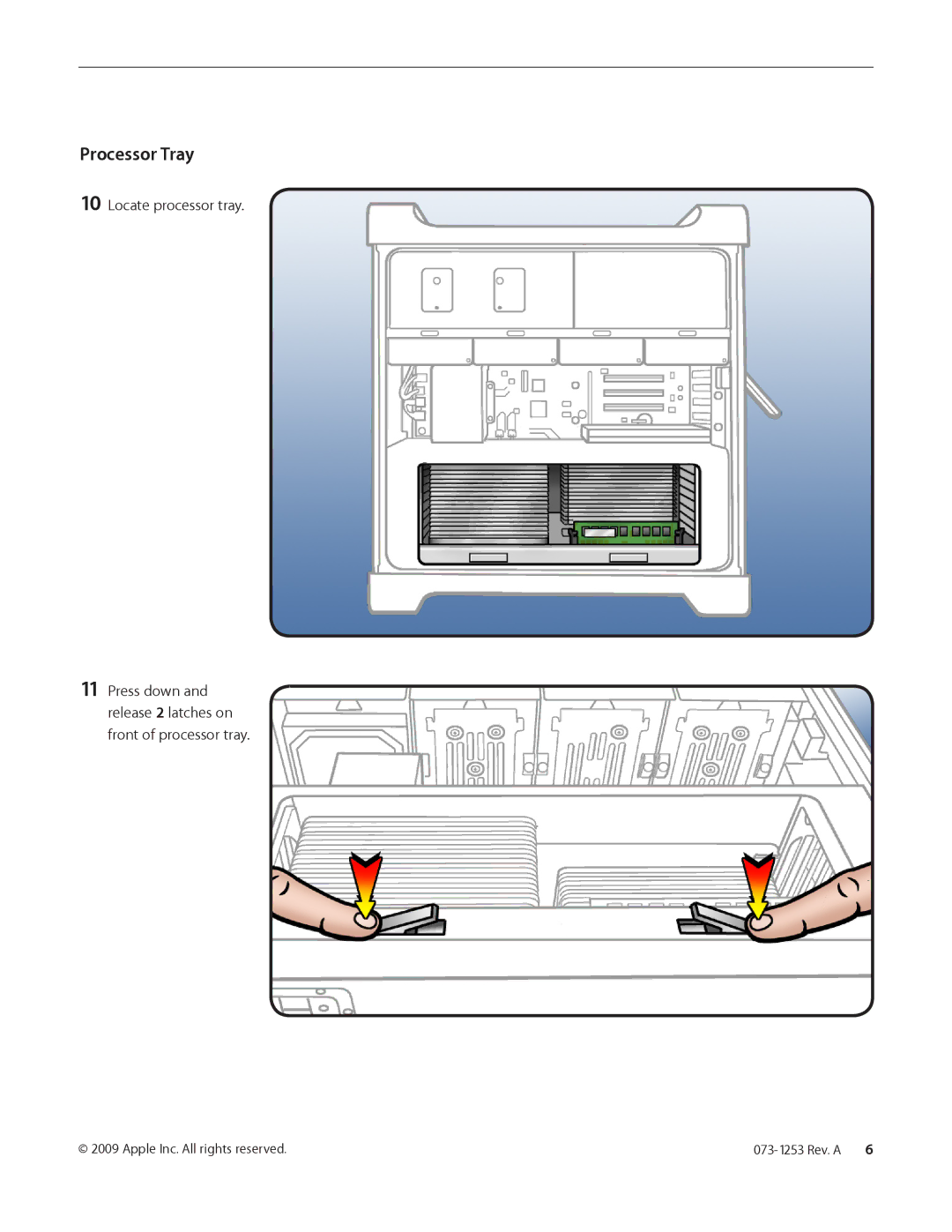 Apple Processor Cage and Clips warranty Processor Tray, Locate processor tray 