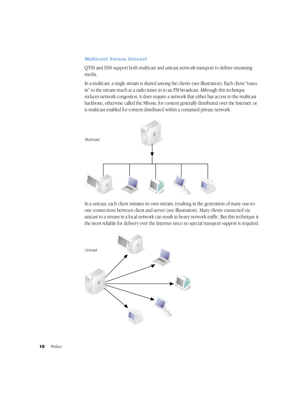 Apple QuickTime Streaming Server Darwin Streaming Server manual Multicast Versus Unicast 