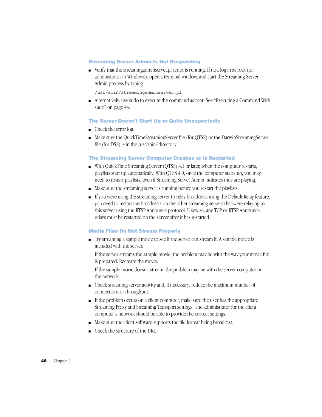 Apple QuickTime Streaming Server Darwin Streaming Server manual Streaming Server Admin Is Not Responding 