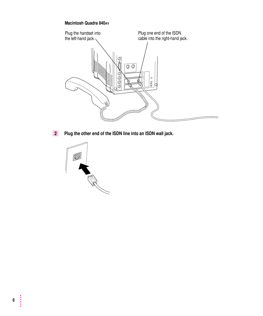 Apple quicktimeconferencing manual Macintosh Quadra 840 AV, Plug the other end of the Isdn line into an Isdn wall jack 