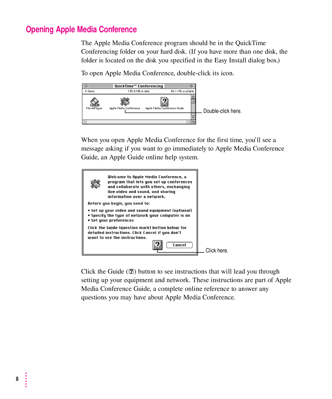 Apple quicktimeconferencing manual Opening Apple Media Conference 