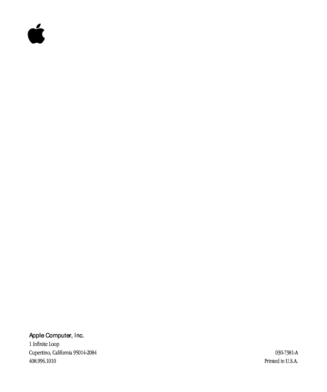Apple quicktimeconferencing manual Apple Computer, Inc, Infinite Loop, Cupertino, California, 030-7381-A, 408.996.1010 