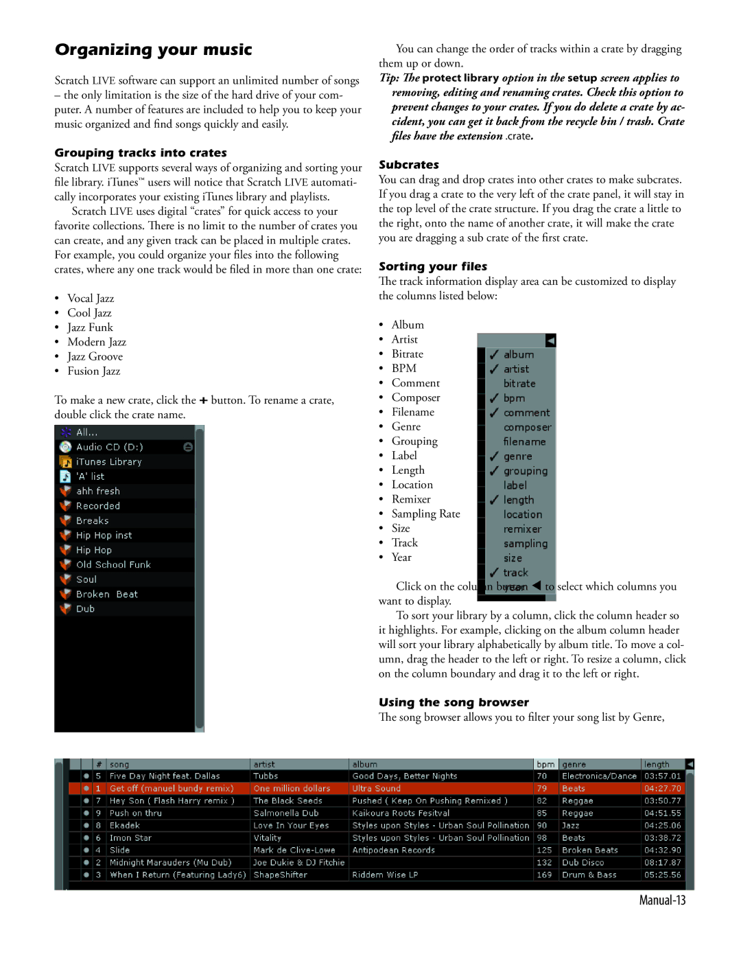 Apple 17357, Rane manual Organizing your music, Manual-13, Subcrates 