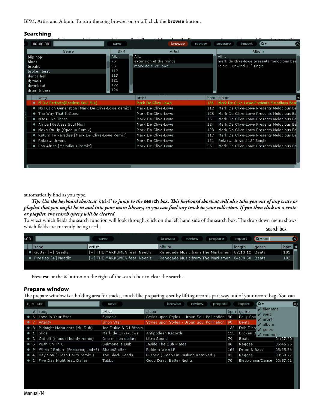 Apple Rane, 17357 manual Manual-14, Searching 