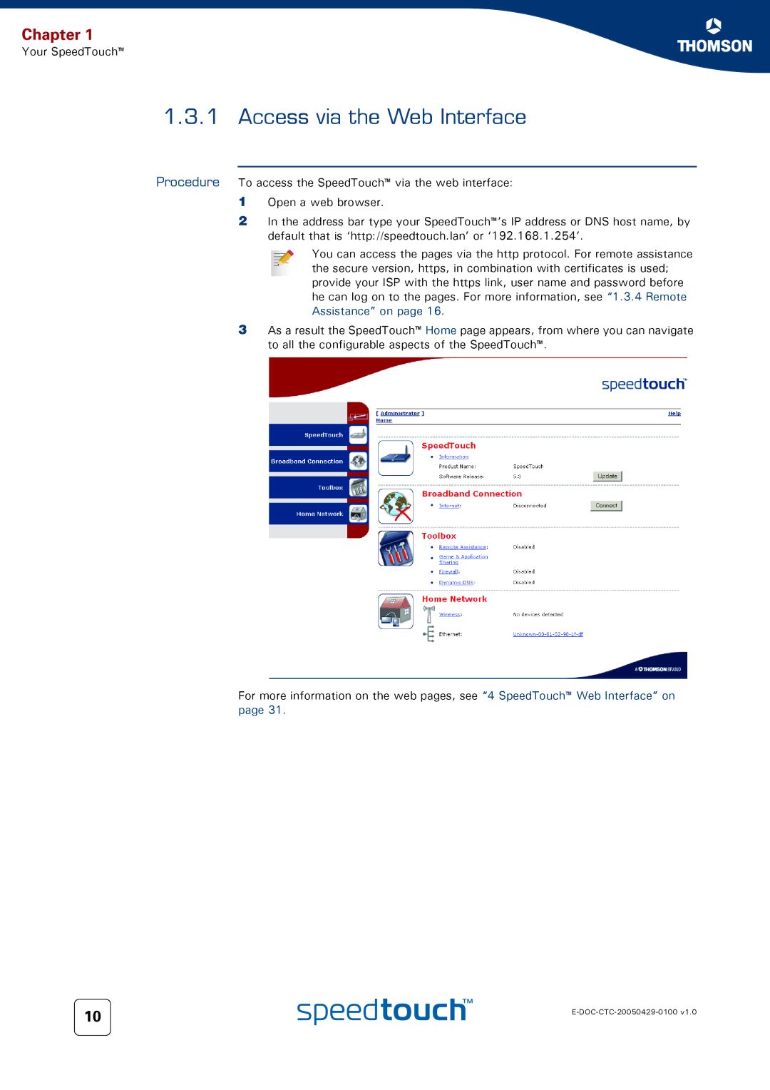 Apple TM546 manual Access via the Web Interface 