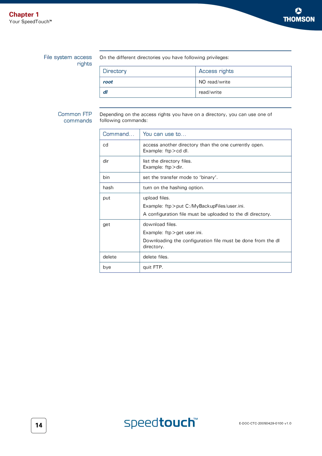 Apple TM546 manual Common FTP commands, Command You can use to 