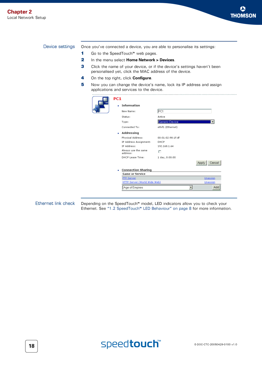 Apple TM546 manual Device settings Ethernet link check, Menu select Home Network Devices 