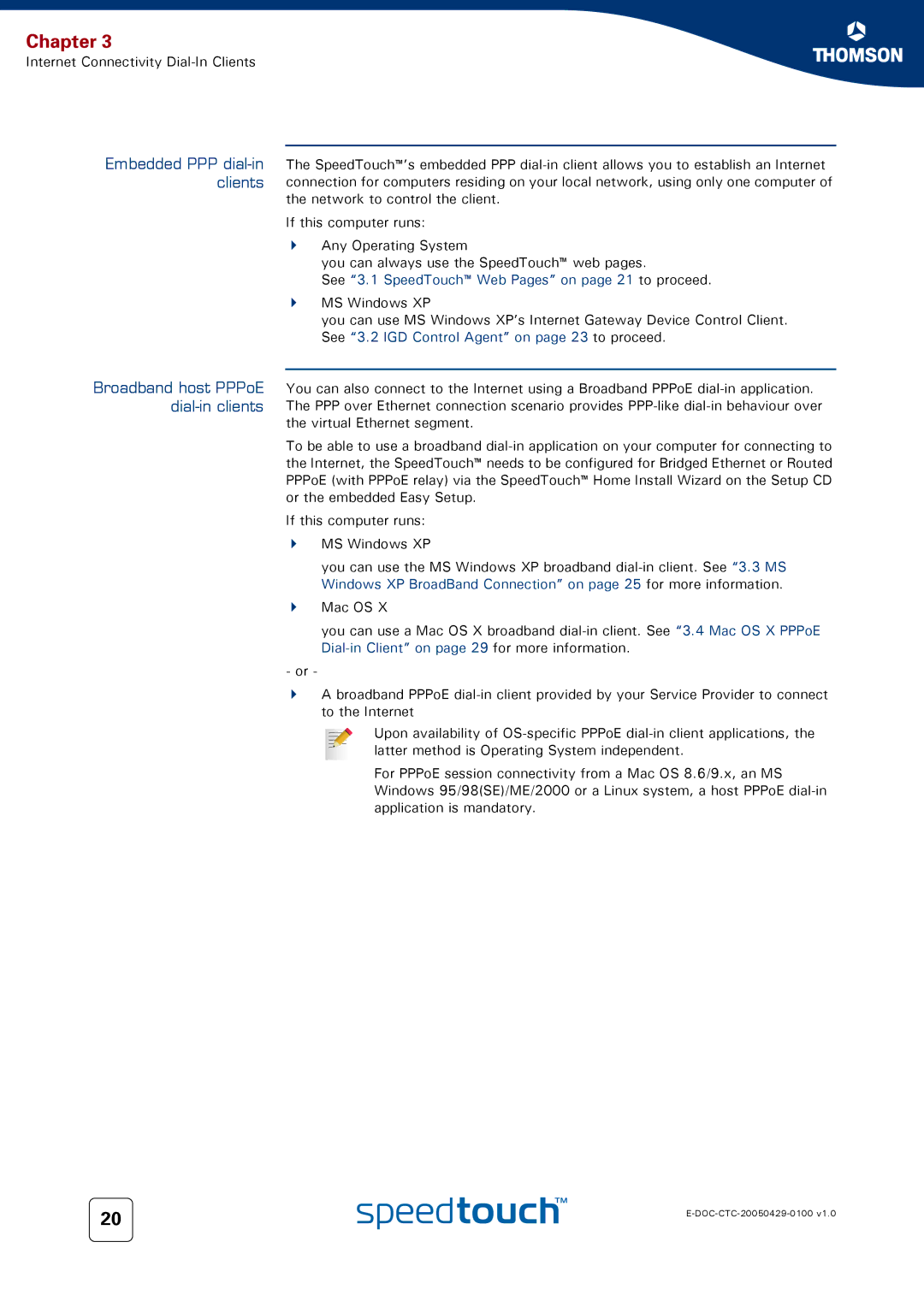 Apple TM546 manual See 3.1 SpeedTouch Web Pages on page 21 to proceed 